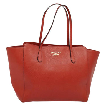 GUCCI Tote Bag Leather Red Gold 354397. Auth bs28080