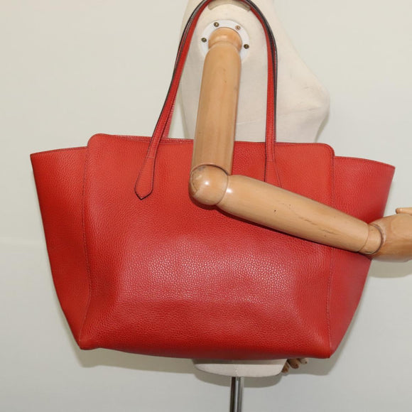 GUCCI Tote Bag Leather Red Gold 354397. Auth bs28080