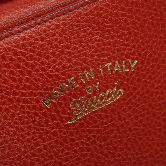 GUCCI Tote Bag Leather Red Gold 354397. Auth bs28080
