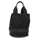 FENDI Hand Bag Canvas Black Silver Auth bs28083-1