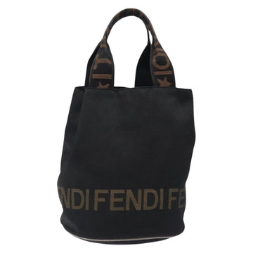 FENDI Hand Bag Canvas Black Silver Auth bs28083