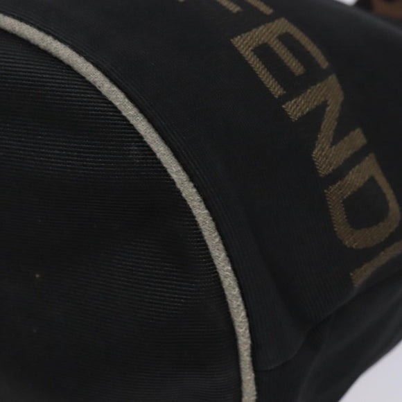 FENDI Hand Bag Canvas Black Silver Auth bs28083