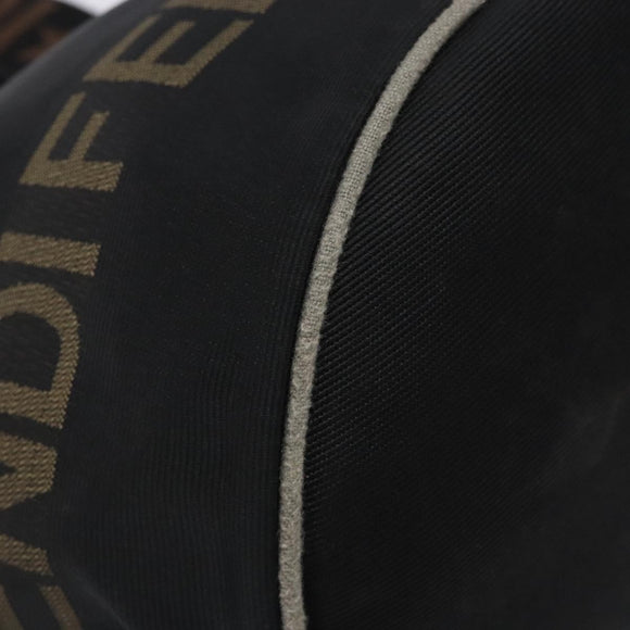 FENDI Hand Bag Canvas Black Silver Auth bs28083