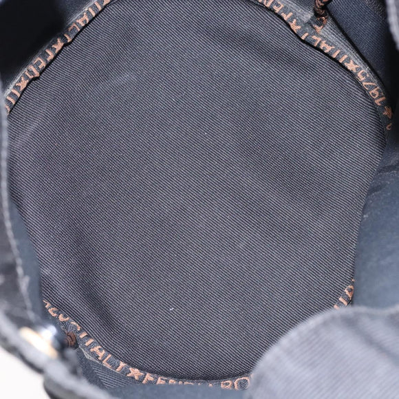 FENDI Hand Bag Canvas Black Silver Auth bs28083