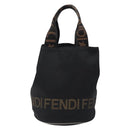 FENDI Hand Bag Canvas Black Silver Auth bs28083-2