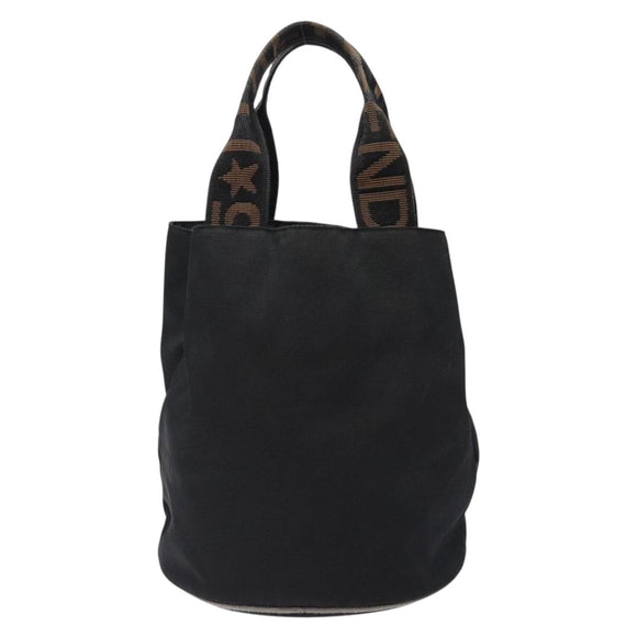 FENDI Hand Bag Canvas Black Silver Auth bs28083