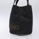 FENDI Hand Bag Canvas Black Silver Auth bs28083-4