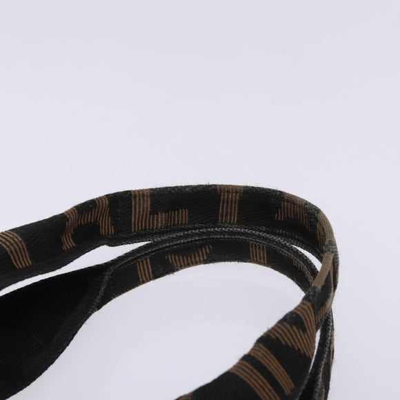 FENDI Hand Bag Canvas Black Silver Auth bs28083