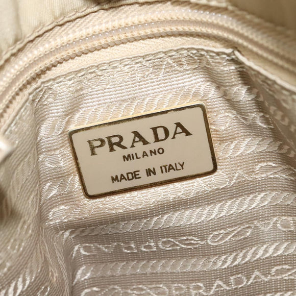PRADA Chain Tote Bag Leather Beige Gold Auth bs28084