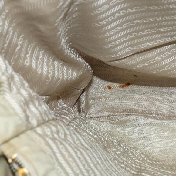 PRADA Chain Tote Bag Leather Beige Gold Auth bs28084