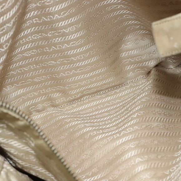 PRADA Chain Tote Bag Leather Beige Gold Auth bs28084