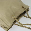 PRADA Chain Tote Bag Leather Beige Gold Auth bs28084-6