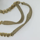 PRADA Chain Tote Bag Leather Beige Gold Auth bs28084-7