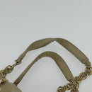 PRADA Chain Tote Bag Leather Beige Gold Auth bs28084-8