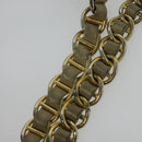 PRADA Chain Tote Bag Leather Beige Gold Auth bs28084-9