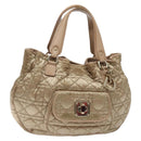 Christian Dior Canage Hand Bag Nylon Beige Gold Auth bs28087-1
