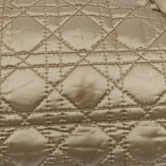 Christian Dior Canage Hand Bag Nylon Beige Gold Auth bs28087