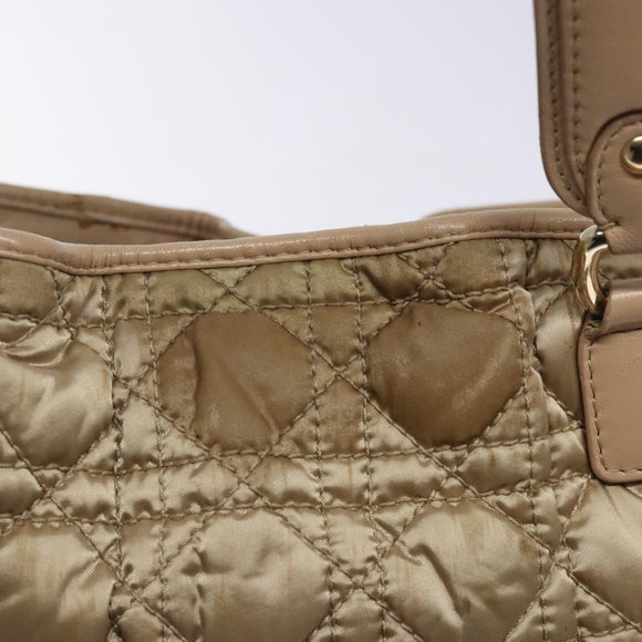 Christian Dior Canage Hand Bag Nylon Beige Gold Auth bs28087
