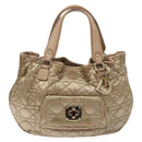 Christian Dior Canage Hand Bag Nylon Beige Gold Auth bs28087-2