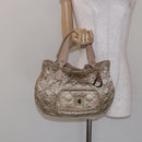 Christian Dior Canage Hand Bag Nylon Beige Gold Auth bs28087-25