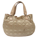 Christian Dior Canage Hand Bag Nylon Beige Gold Auth bs28087-3