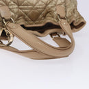 Christian Dior Canage Hand Bag Nylon Beige Gold Auth bs28087-7