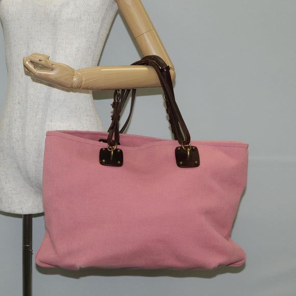 BOTTEGA VENETA Tote Bag Canvas Pink Gold Auth bs28112