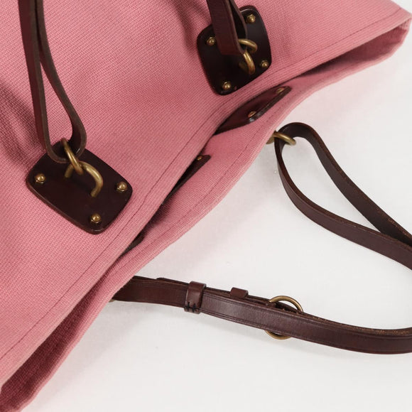 BOTTEGA VENETA Tote Bag Canvas Pink Gold Auth bs28112