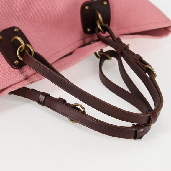 BOTTEGA VENETA Tote Bag Canvas Pink Gold Auth bs28112