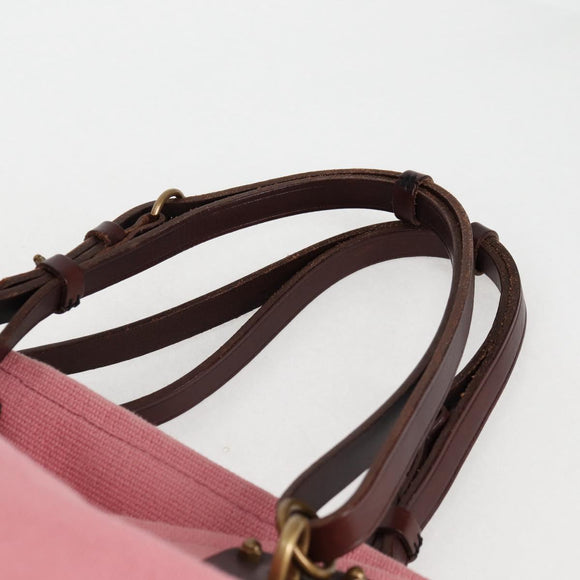 BOTTEGA VENETA Tote Bag Canvas Pink Gold Auth bs28112