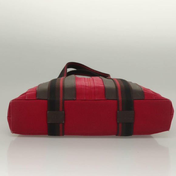 HERMES Toroca Horizontal PM Hand Bag Canvas Red Auth bs28114