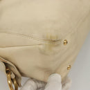 Salvatore Ferragamo Gancini Shoulder Bag Leather White Gold Auth bs28132-10