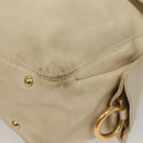 Salvatore Ferragamo Gancini Shoulder Bag Leather White Gold Auth bs28132-11