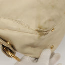 Salvatore Ferragamo Gancini Shoulder Bag Leather White Gold Auth bs28132-12