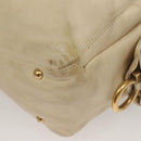 Salvatore Ferragamo Gancini Shoulder Bag Leather White Gold Auth bs28132-13