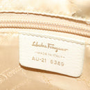 Salvatore Ferragamo Gancini Shoulder Bag Leather White Gold Auth bs28132-16