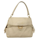 Salvatore Ferragamo Gancini Shoulder Bag Leather White Gold Auth bs28132-2