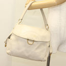 Salvatore Ferragamo Gancini Shoulder Bag Leather White Gold Auth bs28132-21