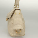 Salvatore Ferragamo Gancini Shoulder Bag Leather White Gold Auth bs28132-4