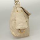 Salvatore Ferragamo Gancini Shoulder Bag Leather White Gold Auth bs28132-5