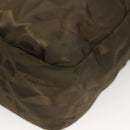 Salvatore Ferragamo Shoulder Bag Nylon Enamel Khaki Silver Auth bs28133-17