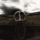 Salvatore Ferragamo Shoulder Bag Nylon Enamel Khaki Silver Auth bs28133-9