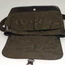 Salvatore Ferragamo Shoulder Bag Nylon Enamel Khaki Silver Auth bs28133-10