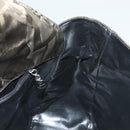 Salvatore Ferragamo Shoulder Bag Nylon Enamel Khaki Silver Auth bs28133-18