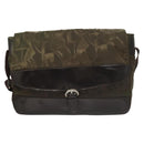 Salvatore Ferragamo Shoulder Bag Nylon Enamel Khaki Silver Auth bs28133-13