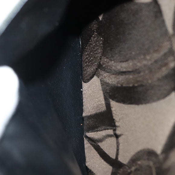 Salvatore Ferragamo Shoulder Bag Nylon Enamel Khaki Silver Auth bs28133