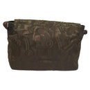 Salvatore Ferragamo Shoulder Bag Nylon Enamel Khaki Silver Auth bs28133-2