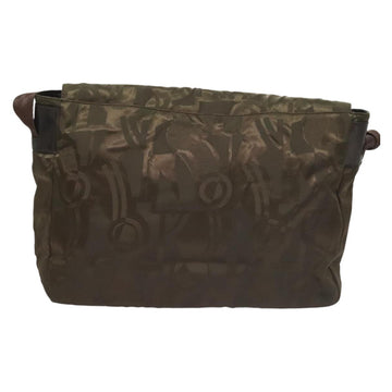 Salvatore Ferragamo Shoulder Bag Nylon Enamel Khaki Silver Auth bs28133 - 0