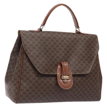 CELINE Macadam Canvas Hand Bag PVC Leather Brown Gold Auth bs28135