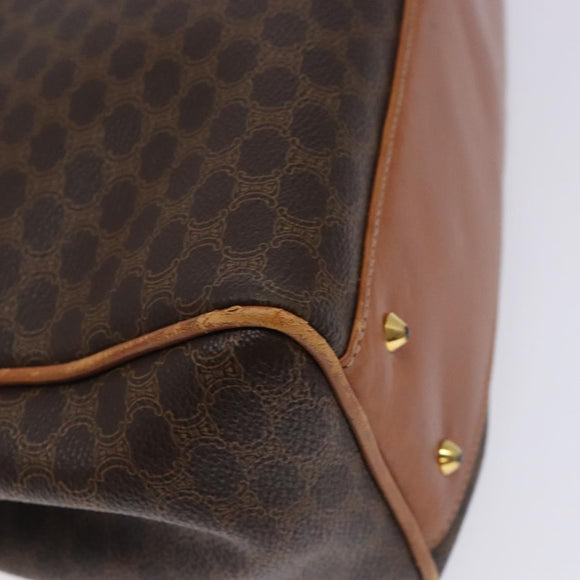 CELINE Macadam Canvas Hand Bag PVC Leather Brown Gold Auth bs28136